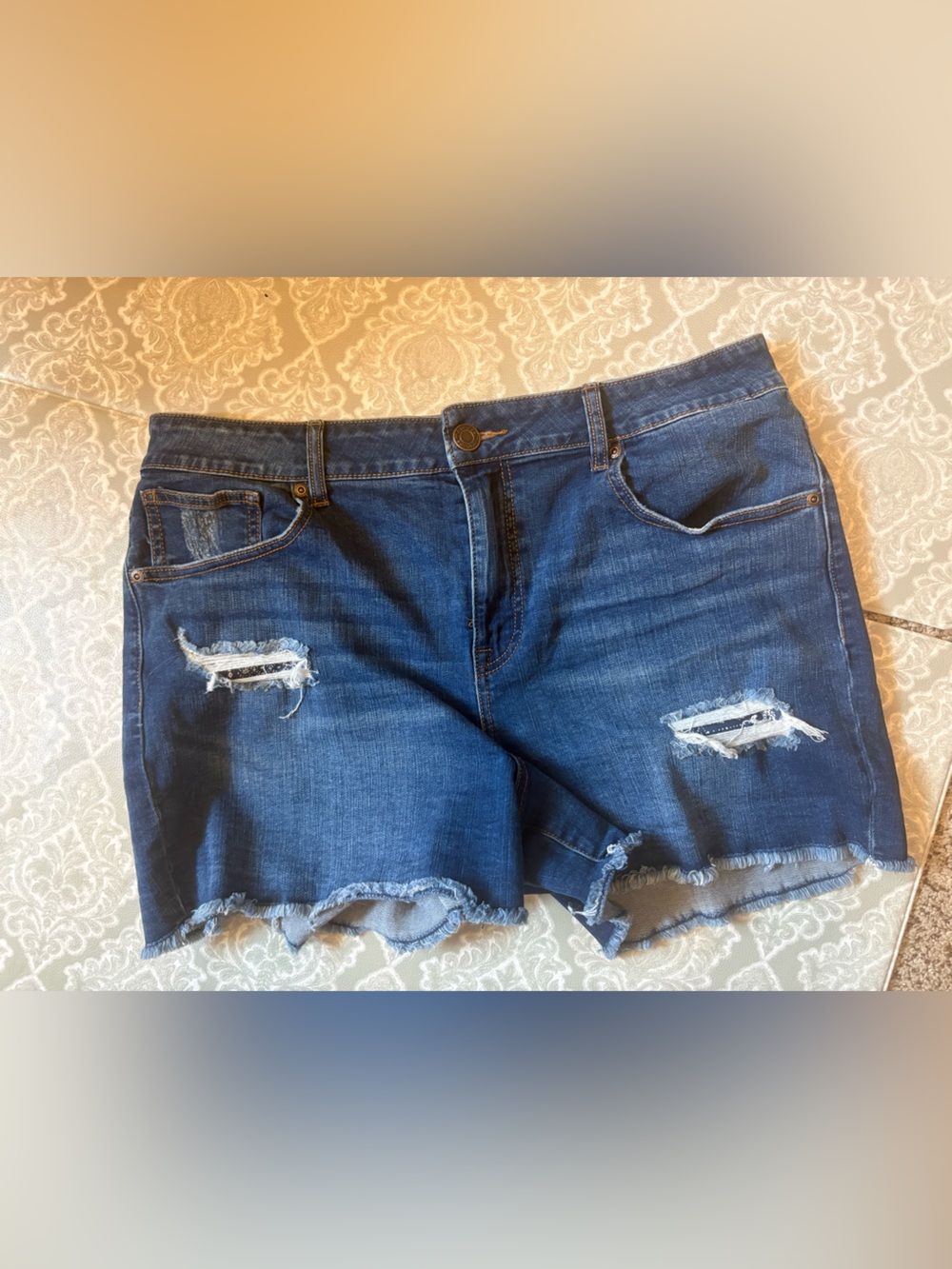 Maurices Light and Dark Blue Two-Tone Denim Shorts